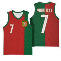Portuguese Football Custom Basketball Jersey Wave Pattern Heritage Crest