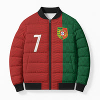 Portuguese Football Custom Bomber Puffer Jacket Wave Pattern Heritage Crest