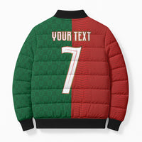 Portuguese Football Custom Bomber Puffer Jacket Wave Pattern Heritage Crest