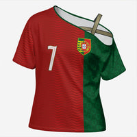 Portuguese Football Custom Cross Shoulder Shirt Wave Pattern Heritage Crest