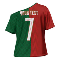 Portuguese Football Custom Cross Shoulder Shirt Wave Pattern Heritage Crest