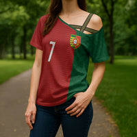 Portuguese Football Custom Cross Shoulder Shirt Wave Pattern Heritage Crest