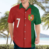 Portuguese Football Custom Hawaiian Shirt Wave Pattern Heritage Crest