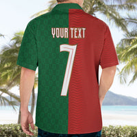 Portuguese Football Custom Hawaiian Shirt Wave Pattern Heritage Crest
