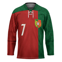 Portuguese Football Custom Hockey Jersey Wave Pattern Heritage Crest