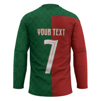 Portuguese Football Custom Hockey Jersey Wave Pattern Heritage Crest