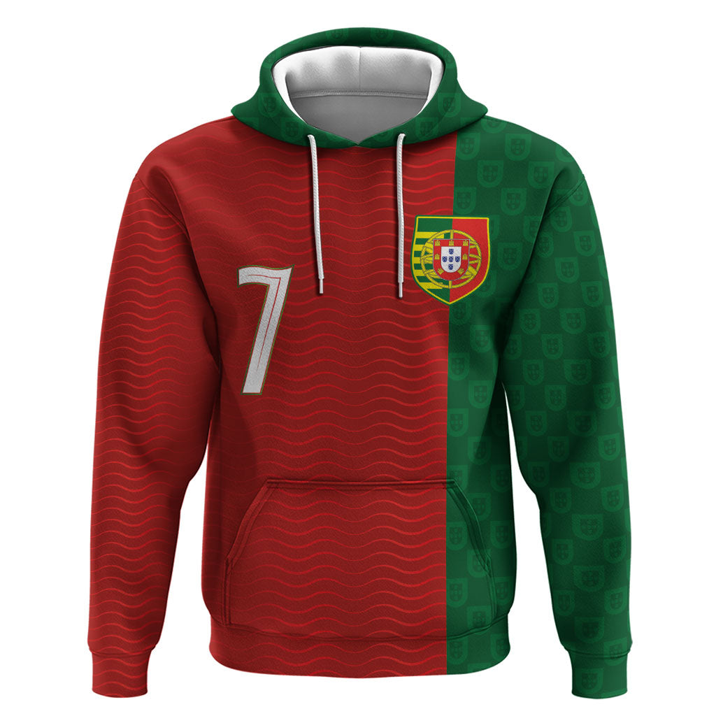 Portuguese Football Custom Hoodie Wave Pattern Heritage Crest