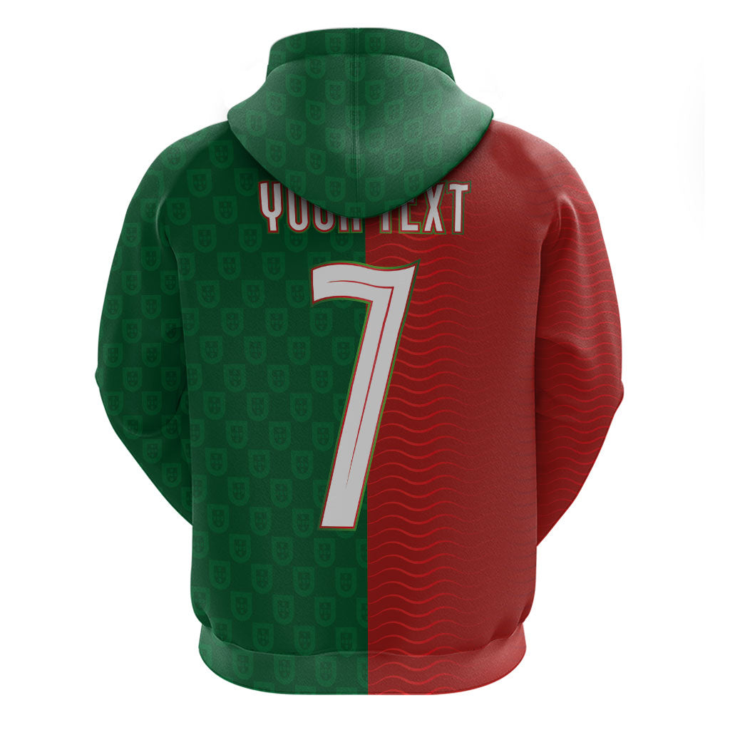 Portuguese Football Custom Hoodie Wave Pattern Heritage Crest