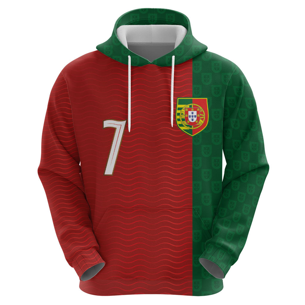 Portuguese Football Custom Hoodie Wave Pattern Heritage Crest