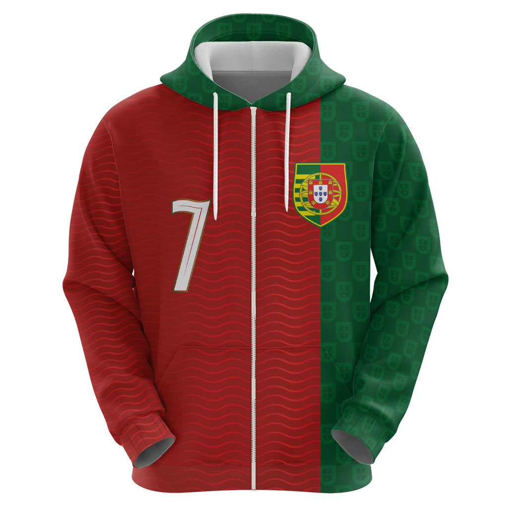 Portuguese Football Custom Hoodie Wave Pattern Heritage Crest