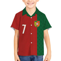Portuguese Football Custom Kid Hawaiian Shirt Wave Pattern Heritage Crest
