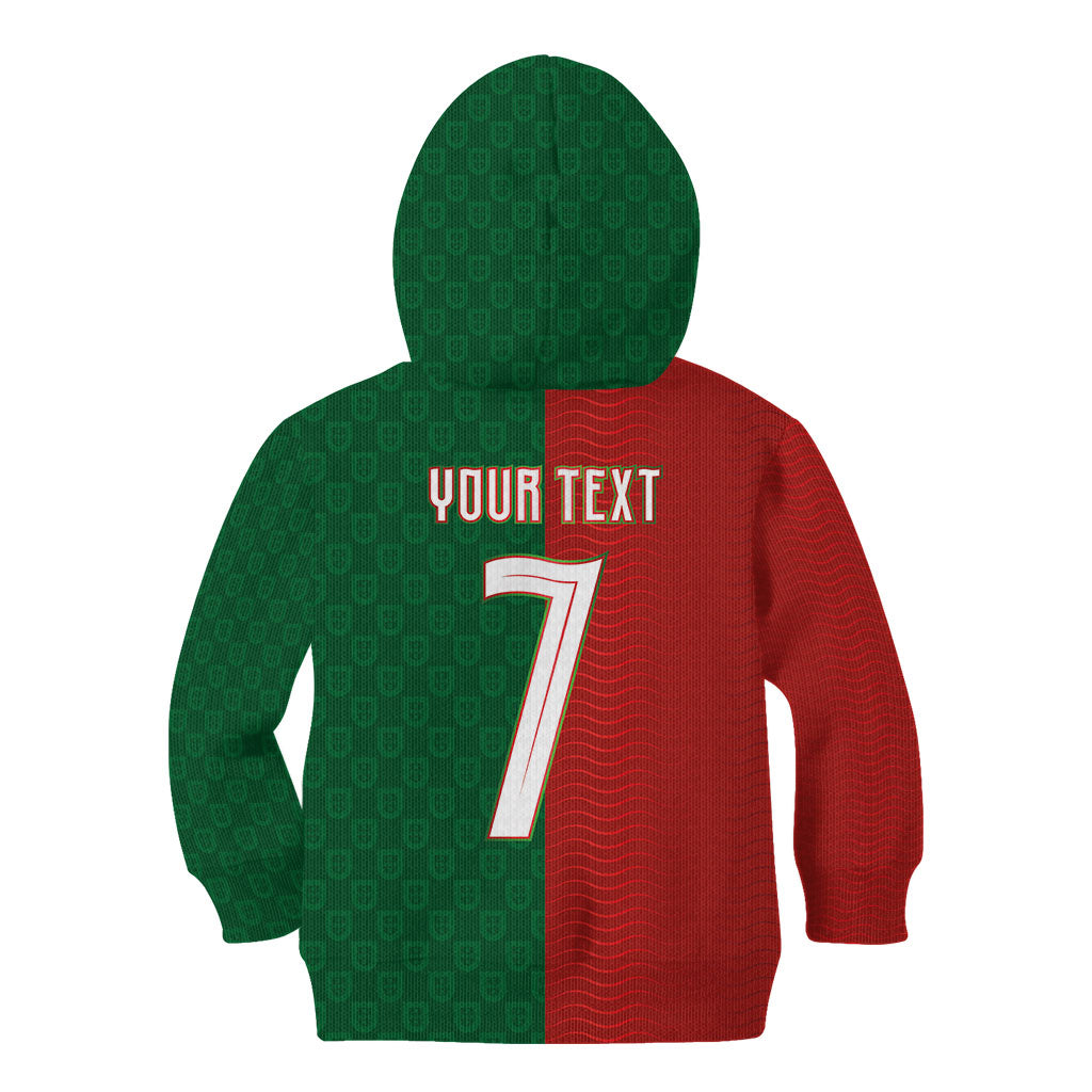 Portuguese Football Custom Kid Hoodie Wave Pattern Heritage Crest