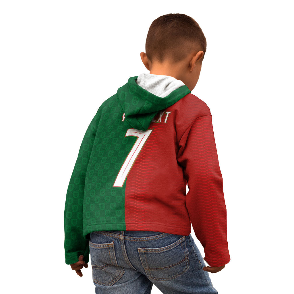 Portuguese Football Custom Kid Hoodie Wave Pattern Heritage Crest