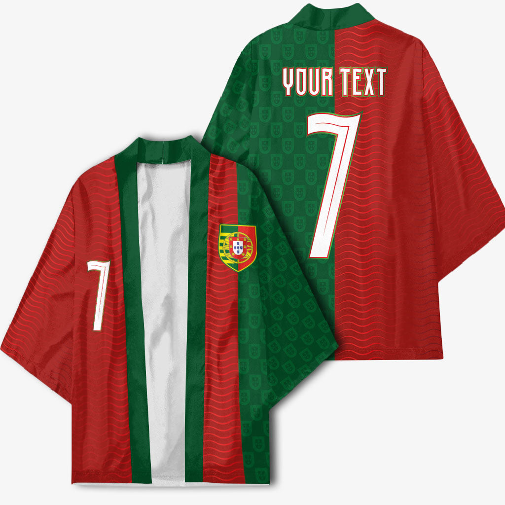 Portuguese Football Custom Kimono Wave Pattern Heritage Crest
