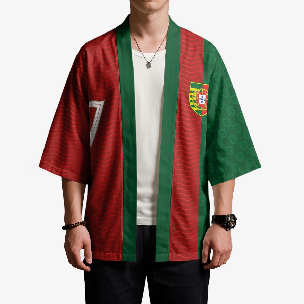Portuguese Football Custom Kimono Wave Pattern Heritage Crest