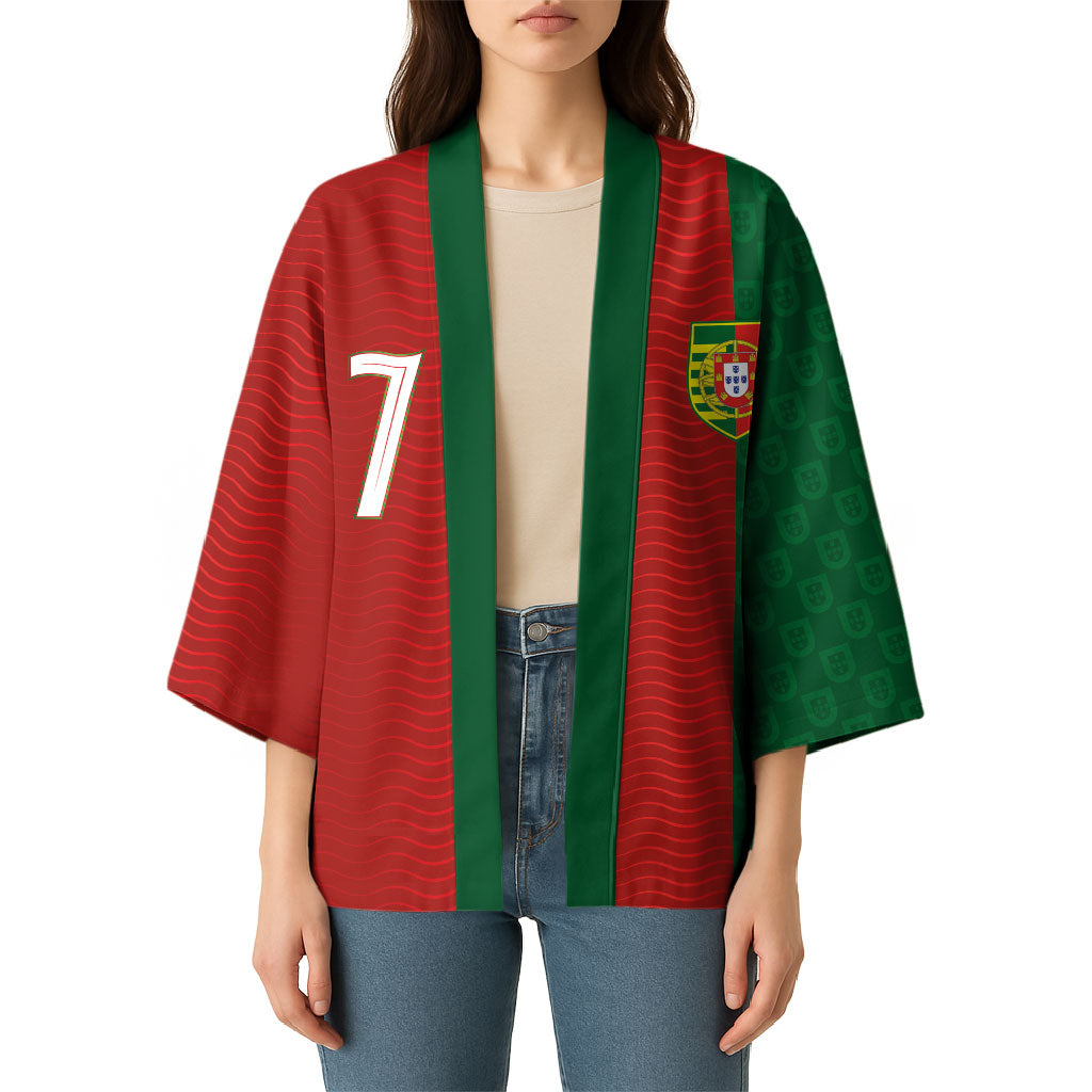 Portuguese Football Custom Kimono Wave Pattern Heritage Crest