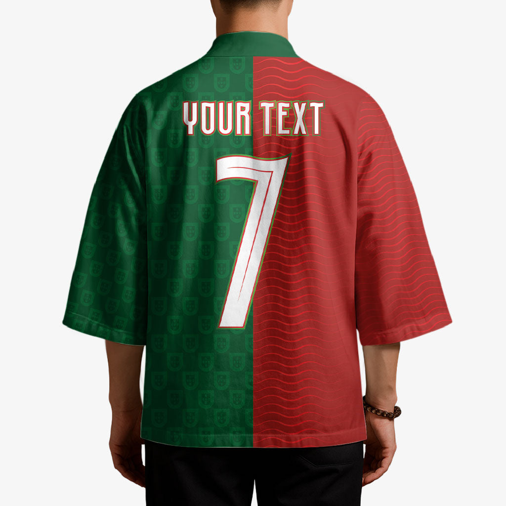 Portuguese Football Custom Kimono Wave Pattern Heritage Crest