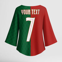 Portuguese Football Custom Kimono Sleeve Blouse Wave Pattern Heritage Crest