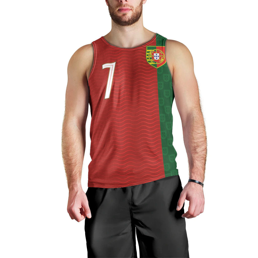 Portuguese Football Custom Men Tank Top Wave Pattern Heritage Crest