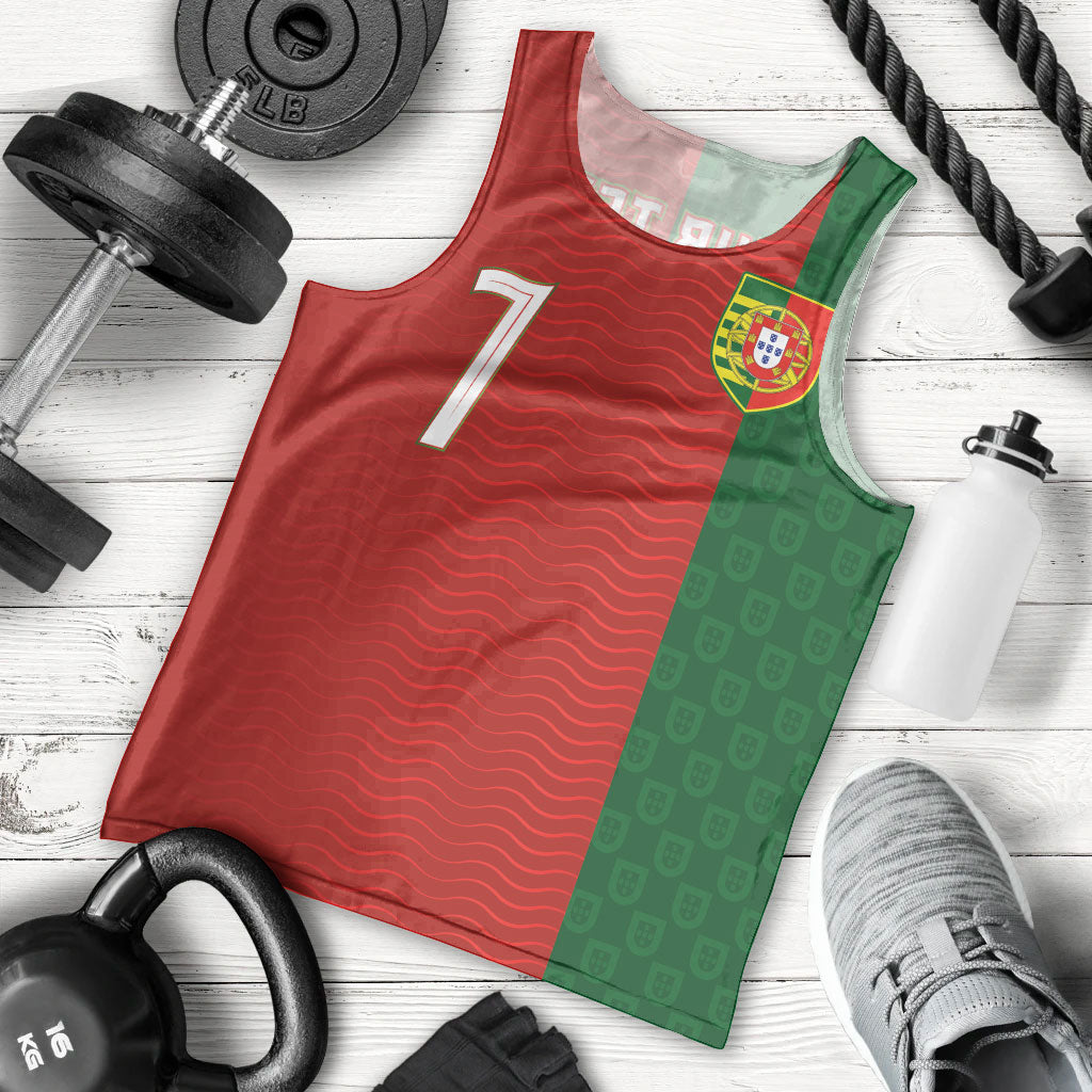 Portuguese Football Custom Men Tank Top Wave Pattern Heritage Crest