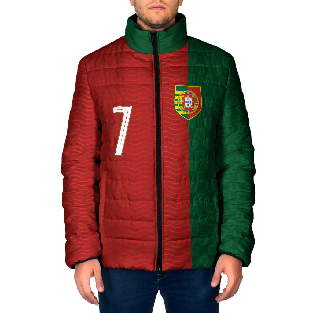 Portuguese Football Custom Padded Jacket Wave Pattern Heritage Crest