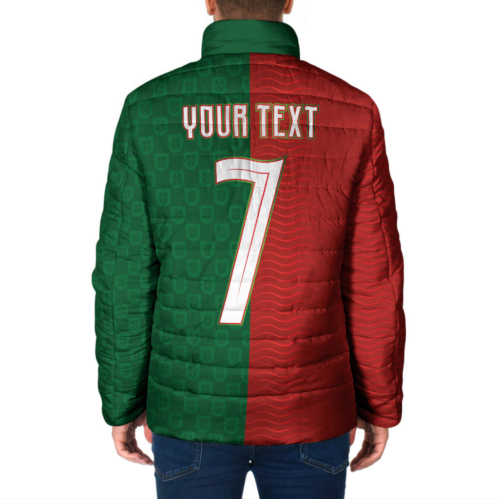 Portuguese Football Custom Padded Jacket Wave Pattern Heritage Crest