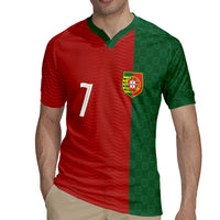 Portuguese Football Custom Rugby Jersey Wave Pattern Heritage Crest