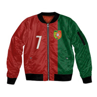 Portuguese Football Custom Sleeve Zip Bomber Jacket Wave Pattern Heritage Crest