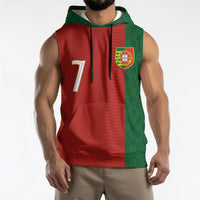 Portuguese Football Custom Sleeveless Hoodie Wave Pattern Heritage Crest