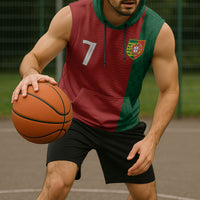 Portuguese Football Custom Sleeveless Hoodie Wave Pattern Heritage Crest