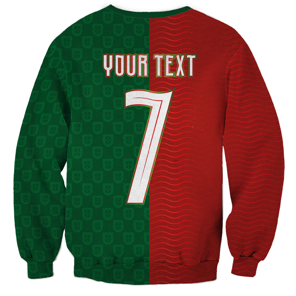 Portuguese Football Custom Sweatshirt Wave Pattern Heritage Crest
