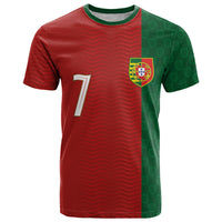 Portuguese Football Custom T Shirt Wave Pattern Heritage Crest