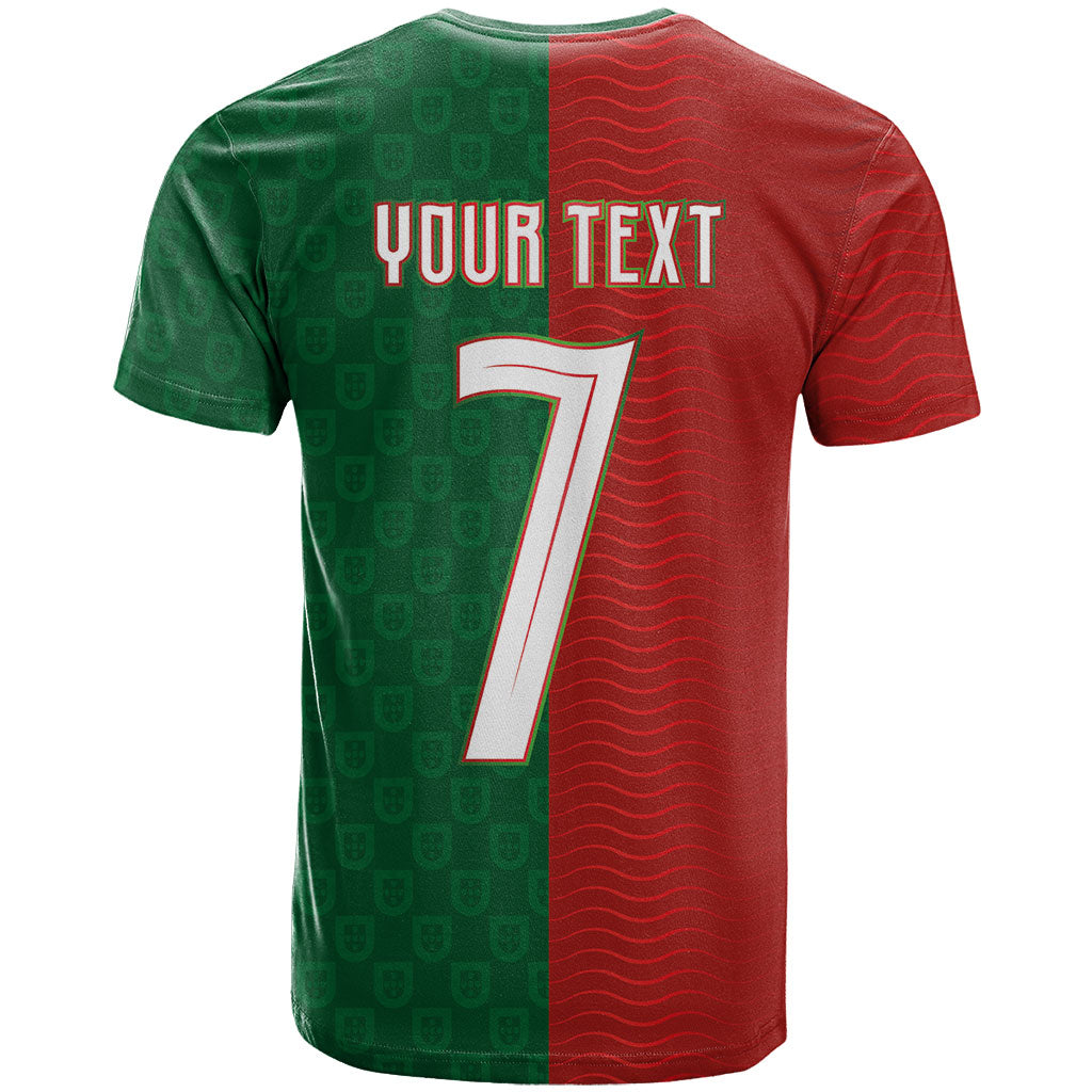 Portuguese Football Custom T Shirt Wave Pattern Heritage Crest