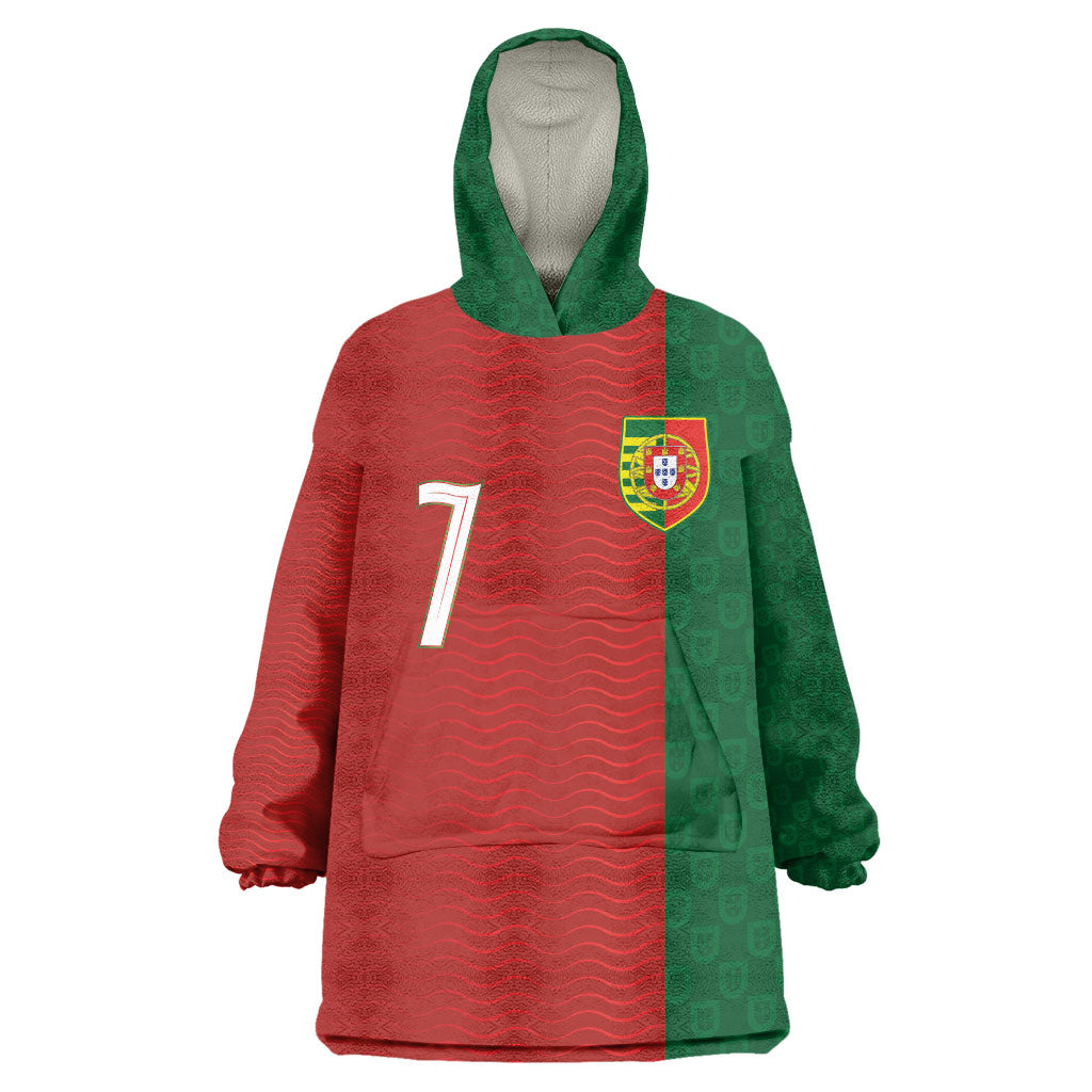 Portuguese Football Custom Wearable Blanket Hoodie Wave Pattern Heritage Crest