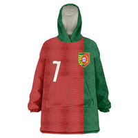 Portuguese Football Custom Wearable Blanket Hoodie Wave Pattern Heritage Crest