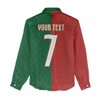 Portuguese Football Custom Women Casual Shirt Wave Pattern Heritage Crest