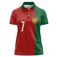 Portuguese Football Custom Women Polo Shirt Wave Pattern Heritage Crest
