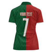 Portuguese Football Custom Women Polo Shirt Wave Pattern Heritage Crest