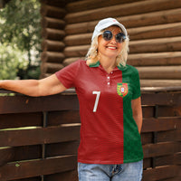 Portuguese Football Custom Women Polo Shirt Wave Pattern Heritage Crest
