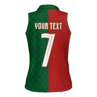 Portuguese Football Custom Women Sleeveless Polo Shirt Wave Pattern Heritage Crest