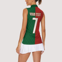 Portuguese Football Custom Women Sleeveless Polo Shirt Wave Pattern Heritage Crest