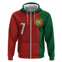 Portuguese Football Custom Zip Hoodie Wave Pattern Heritage Crest