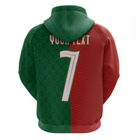 Portuguese Football Custom Zip Hoodie Wave Pattern Heritage Crest