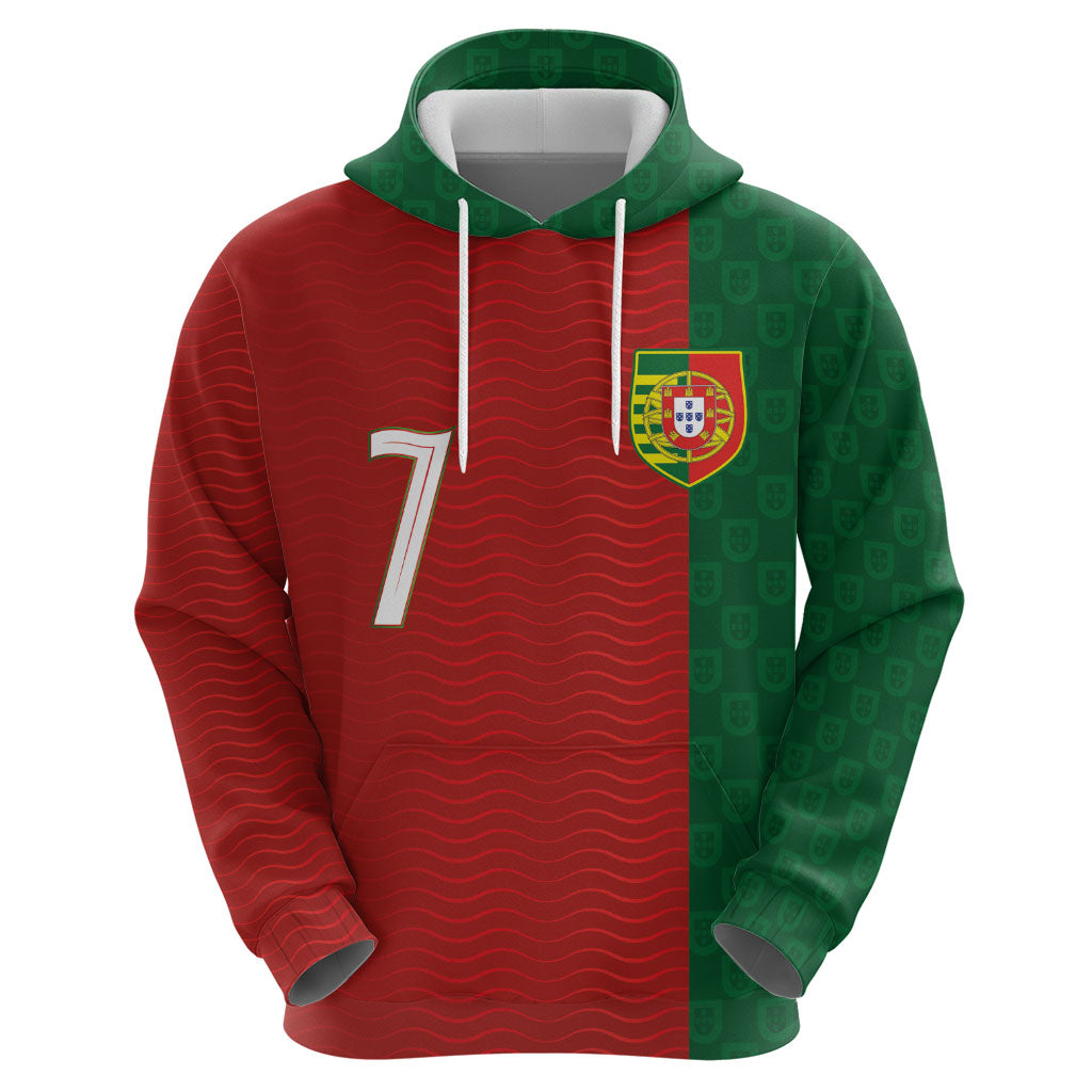 Portuguese Football Custom Zip Hoodie Wave Pattern Heritage Crest