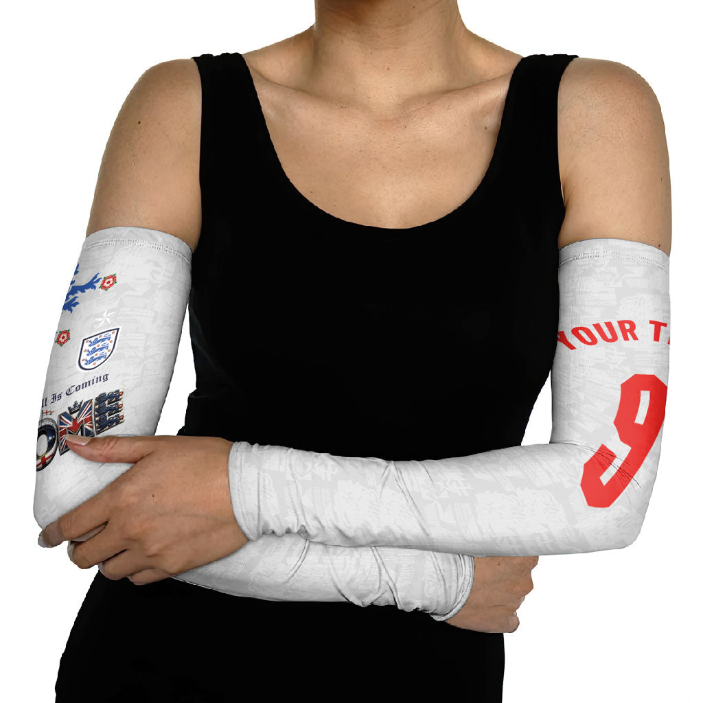 Custom England National Football Arm Sleeves Football is Coming Home Typography Sporty Style