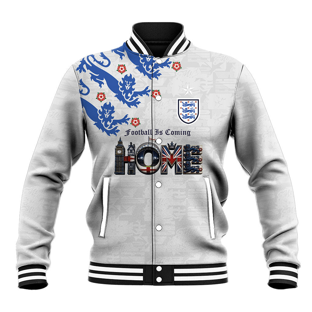 Custom England National Football Baseball Jacket Football is Coming Home Typography Sporty Style