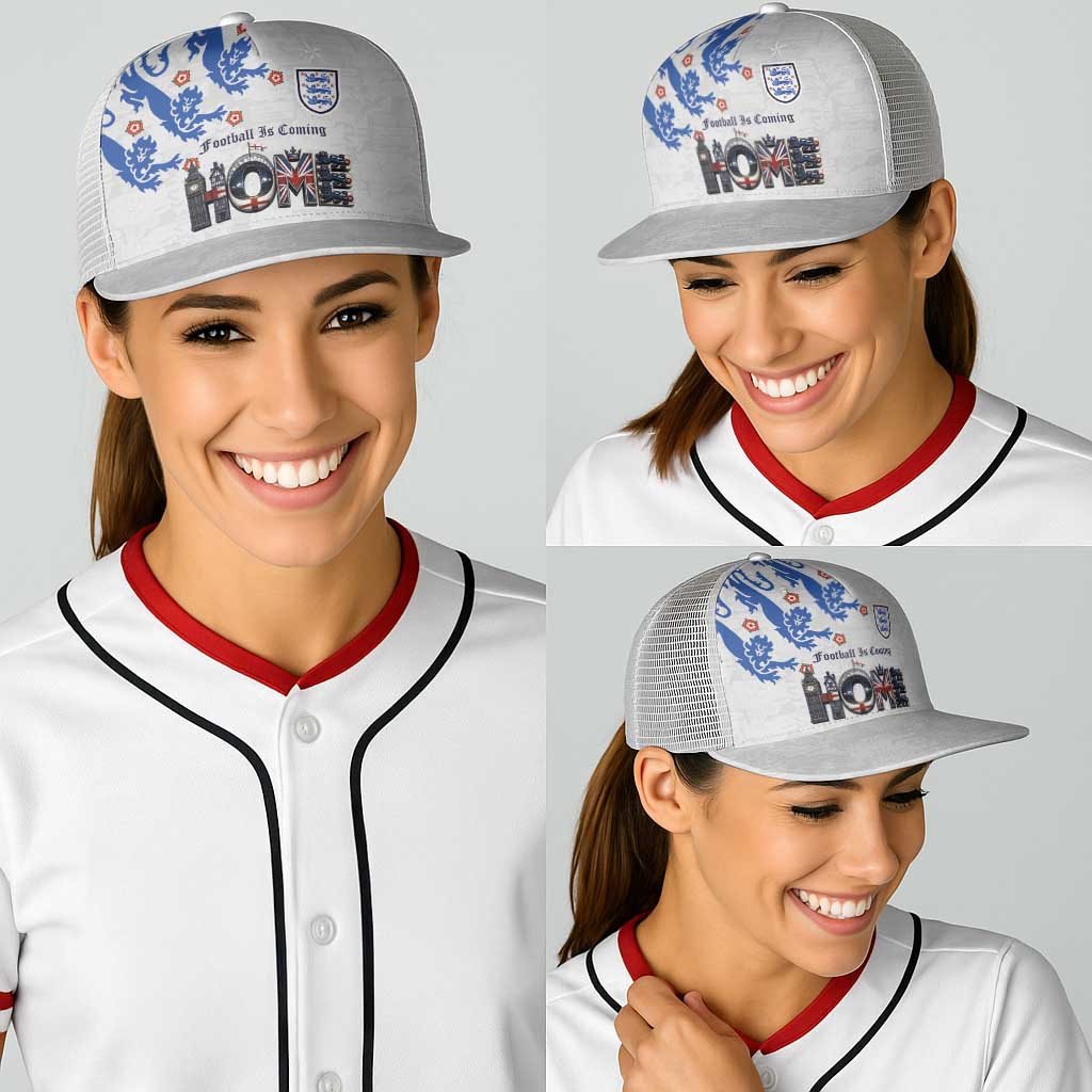 England National Football Baseball Net Cap Football is Coming Home Typography Sporty Style