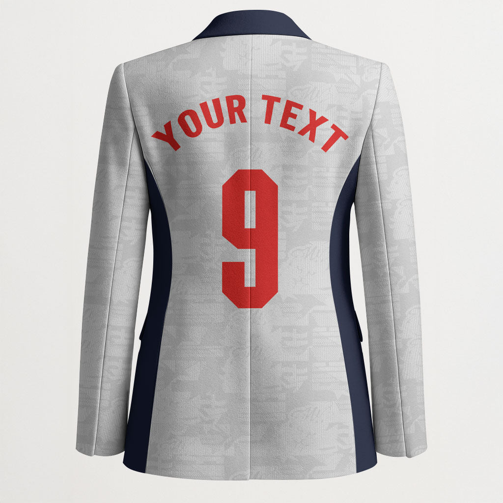 Custom England National Football Blazer Football is Coming Home Typography Sporty Style