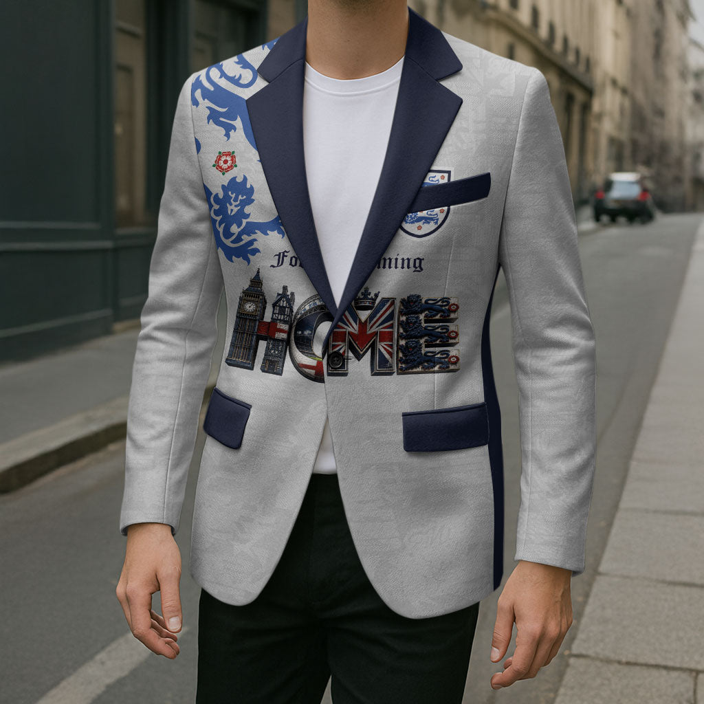 Custom England National Football Blazer Football is Coming Home Typography Sporty Style