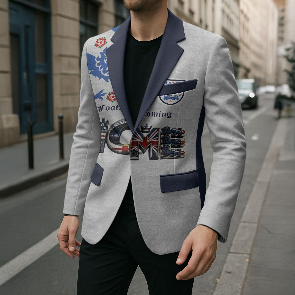Custom England National Football Blazer Football is Coming Home Typography Sporty Style